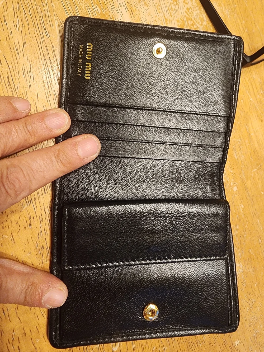 black Miu Miu Small Matelassé Nappa Leather Wallet